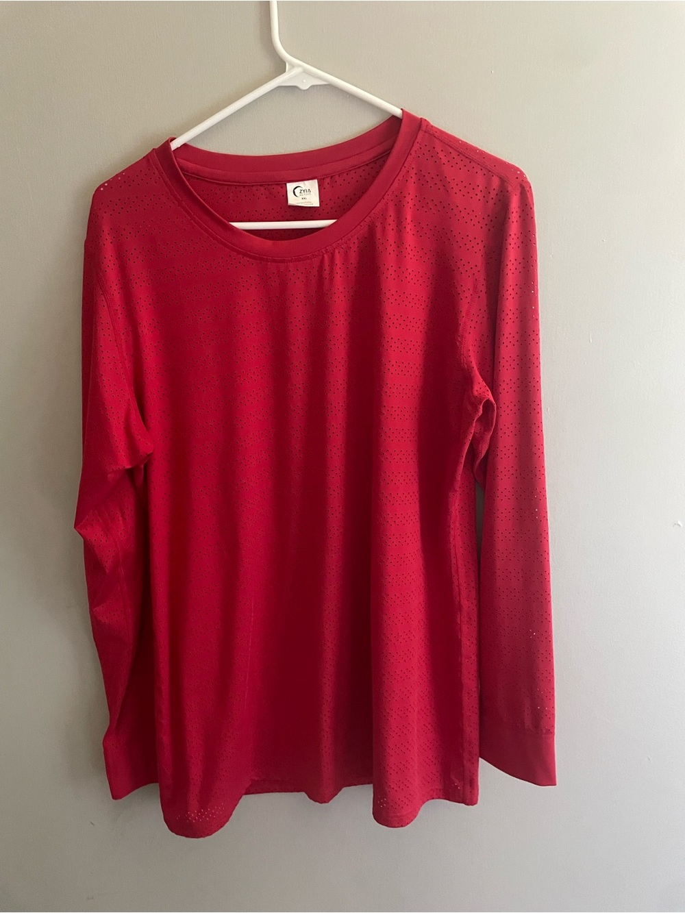 ZYIA Active Red Perforated Long Sleeve Performance Top Women’s XXL